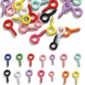 Resim 200 Adet Renkli Mini Spiral Göz Pimleri & Köşeler - Canlı Emaye Kaplama Metal Takı Malzemeleri, DIY El İşi ve Takı Yapımı İçin (Karışık Renkler), Takı Yapım Araçları 