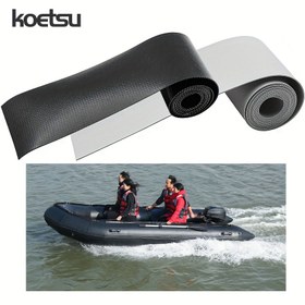 Resim KOETSU Çift Taraflı PVC Tamir Yaması, Ağ Güçlendirici ile 0.7mm - 2" x 3.94" Kayaklar, Paddleboardlar, Şişme Tekneler ve Tekneler için - Siyah ve Beyaz, Dayanıklı ve Esnek Hızlı Onarımlar için, Tekne Tamir Yaması, Su Araçları Koruma, Ağ Güçlendirici Tasarım, Esnek Tamir Malzemesi 