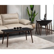 Resim Vovvahome Luci 4lü Mdf Ahşap Zigon Sehpa Ve Orta Sehpa - Siyah 