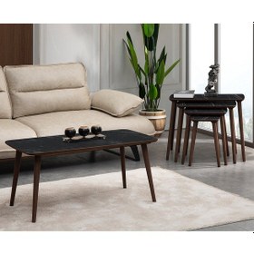 Resim Vovvahome Luci 4lü Mdf Ahşap Zigon Sehpa Ve Orta Sehpa - Siyah 