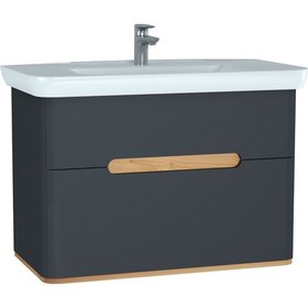 Resim Sento 60838 Lavabo Dolabı, Çift Çekmeceli, 100 cm, Mat Antrasit 