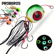 Resim PROBEROS 1 adet Luminous Metal Jig Balıkçılık Yemi, 40g-180g - Karanlık Denizi ve Bot Balıkçılığı için Parlayan Derin Deniz Offshore Trolling Rigs, Siyah ve Kırmızı Çizgili Kafa ile Kurdele, Gece Balıkçılığı için İdeal, Gece Balıkçılığı Yemi | Canlı Yem | Dayanıklı Balıkçılık Ekipmanı, Balıkçılık Yemi 