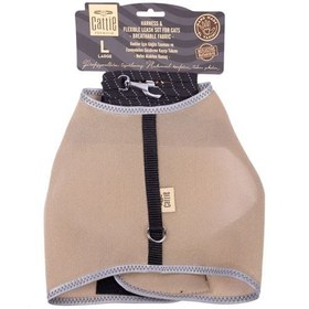 Resim Cattie Havalı Dokuma Kedi Göğüs ve Gezdirme Takımı Large Bej 1.5x30-40 Cm 
