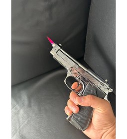 Resim Beretta Modeli Tabanca Çakmak Standlı Gümüş 6092 