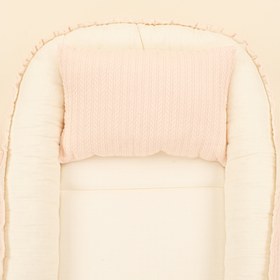 Resim Babynest ve Yastık - Çift Taraflı - Somon Örgü - Krem Muslin 