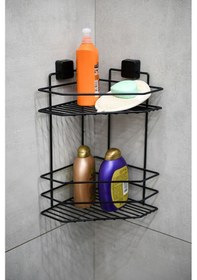 Resim Hagen Ömür Boyu Paslanmaz Yapışkanlı Banyo Köşeliği Siyah 