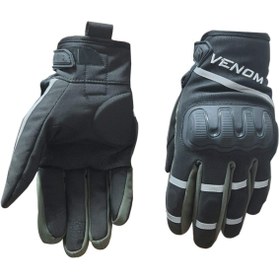 Resim Venom 9010 Siyah Haki Yeşil Softshell Kışlık Motosiklet Eldiveni 