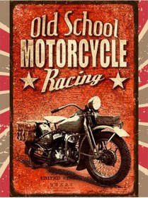 Resim Old School Motorcycle Ahşap Retro Vintage Poster 