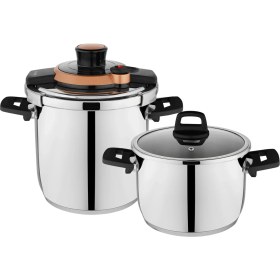 Resim Schafer Optima Düdüklü Tencere Seti 4 + 6,5 lt Siyah/Bakır 