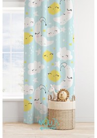 Resim Uyku Desenli Fon Perde Çocuk Ve Bebek Odası Süet Dijital Baskılı Ekstrafor Büzgü Tek Kanat Çok Renkli 