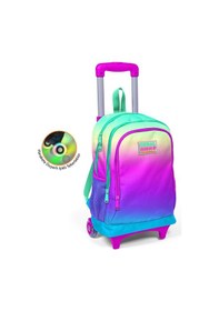 Resim Coral High Kids Renk Geçişli Üç Bölmeli Işıklı Tekerlekli Çekçekli Sırt Çantası 23910 