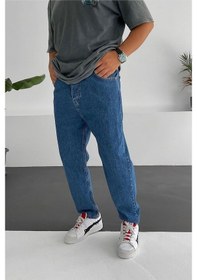 Resim Boyfriend Rahat Kalıp Mavi Kot Erkek Pantolon Mavi 