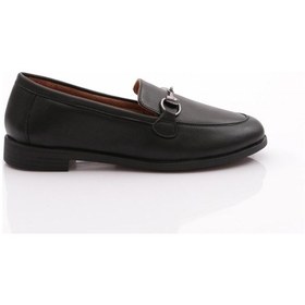Resim Dgn 1850 Kadin Metal Aksesuarli Loafer Ayakkabi Siyah 