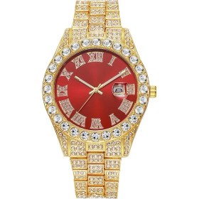 Resim Erkekler Için Avrupa ve Amerikan Tarzı Hip-Hop Feng Shui Hayalet Roma Elmas Kuvars Saati (Yurt Dışından) 