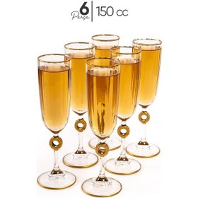 Resim Mest Emora 6 Adet Ayaklı Yüzüklü Bal Renk Kahve Yanı Su Bardağı Takımı - 150 Cc Şıklık Ve Zarafet Yüzük Gold 