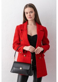 Resim Paul Brand Arden Gold Detaylı Retro Deri Görünümlü Vintage Model Kadın Baget Omuz Çantası Siyah 