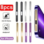 Resim 8 adet Ultra-İnce Metal Toz Tıkaçları iPhone 12/13/14/15 Pro Max/15 Pro/16/16 Plus/16 Pro/16 Pro Max için - Anti-Yağ Lekesi, Toz Geçirmez Hoparlör & Şarj Portu Koruma Etiketleri Çeşitli Renklerde, Telefon için Toz Tıkaç 