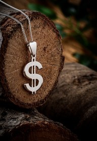 Resim Ebrar Silver Gümüş Dolar Kolye 925 Ayar Gümüş Amerikan Doları Figürlü Taşsız Erkek Kolye $ Kolye 