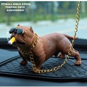 Resim Genel Markalar Pitbull Biblo Köpek Oto Torpido Üstü Konsol Aksesuarı Araç Içi Süs Kahverengi 