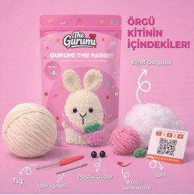 Resim The Gurumi Tavşan - Yeni Başlayanlar İçin Tavşan Amigurumi Örgü Kiti - Videolu & Tüm Malzemelerle Hobi Seti 