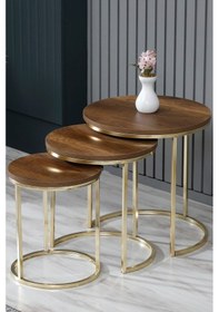 Resim Faymend 3lü Lüx C Zigon Sehpa Gold Barok Gold Barok 