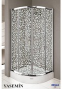 Resim Desaş Shower Yasemin Teknesiz Oval Yaprak Desenli Cam Duşakabin 90 x 90 5 MM Gümüş 