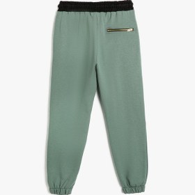 Resim Koton Jogger Eşofman Altı Renk Bloklu Şardonlu Pamuklu Haki 5wkb40115tk Haki 