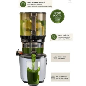 Resim Kuvings AUTO10S Hands-Free Slow Juicer Katı Meyve Sebze Presi Geniş Besleme Ağzı Sessiz ve Güçlü Motor Soğuk Sıkım Meyve Sıkacağı Mat Siyah 