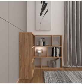 Resim Azura Köşe Kitaplık Antrasit 