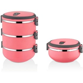 Resim Veliday Sefer Tasi Yemek Termosu Içi Çelik Koyu Pudra 3 Lü Tekli Ikili 