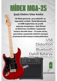 Resim Midex Rph-31rd-25amp Solak Elektro Gitar 25w Amfili Full Set 