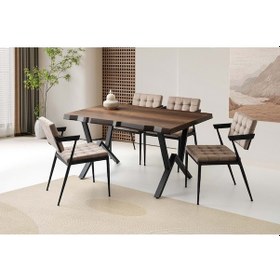 Resim Barok Ceviz Jumbo Sandalye Kütük Masa Takımı Barok Ceviz 