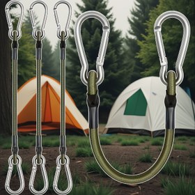 Resim 4 Adet Ağır Hizmet Tipi Elastik Halatlar Circlip Kancalarıyla - 55.34KG Çekme Dayanıklılığı, Kampçılık, Bagaj, Yük için Esnek & Dayanıklı Yeşil İp Kayışları - Güvenli Bağlama, Kolay Kurulum, Dış Mekan Güvenlik Kayışları 