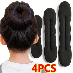 Resim Kadınlar için Kolay Kullanımlı Sünger Saç Şekillendirme Aracı - Kıvırcık Saç Yapıcı, Toka & Topuz Şekillendirici Plastik Halka ile 