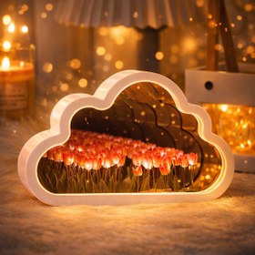 Resim Store El Yapımı Büyük Boy Bulut Gece Lambası Lale Desenli 