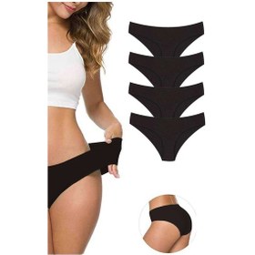 Resim 4 Adet Kadın Dikişsiz Lazer Kesim Esnek İz Yapmayan Külot Siyah L-xl Çok Renkli 