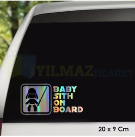 Resim Arabada Savaşçı Bebek Var Hologram Oto Sticker Etiket Çıkartma 