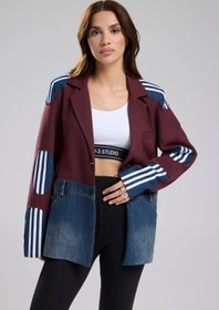 Resim tw3 Kadın Denim Garnili Şerit Detaylı Tasarım Blazer Ceket 