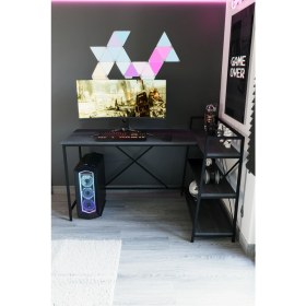 Resim Siyah Oyuncu Masası, Çift Yön Kullanıma Uygun, Bilgisayar Masası, Gamer Masası, Gaming Masa, L Masa 