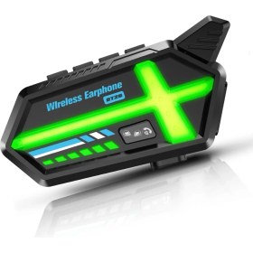 Resim BT26 Motosiklet Kask Kulaklık Bluetooth Rgb Işıklı 2 Eşleşme Özellikli 1000 Mah Intercom 