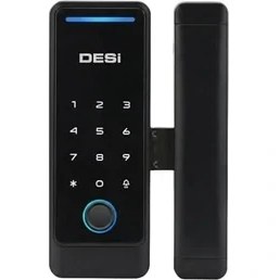 Resim Desi Quic Q006 Akıllı Kilit Cam Kapılar Için, Parmak Izi, Şifre, Kart Okuyucu, Ios/ Uyumlu, Siyah 
