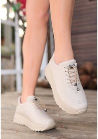 Resim Romy Bej Cilt Bağcıklı Spor Ayakkabı Bej9 Bej 