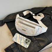 Resim Aerocandy Çizgili Naylon Bel Çantası - Hafif, Ayarlanabilir Askılı Çapraz Göğüs Çantası, Koşu, Fitness & Günlük Kullanım için Fermuarlı Bölmeler - Beyaz/Siyah, Güvenli Seyahat Kılıfı|Çok Yönlü Moda Çantası|Naylon Yapı, Aerocandy 