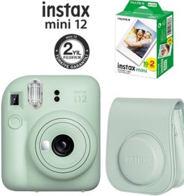 Resim Fujifilm Instax Mini 12 Yeşil Fotoğraf Makinesi Deri Çanta Ve 20'li Film Hediye Seti-fotsı00197-st3-20-dk 