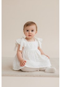 Resim Babymuz Kız Bebek Fistolu Yazlık Beyaz Elbise Beyaz 