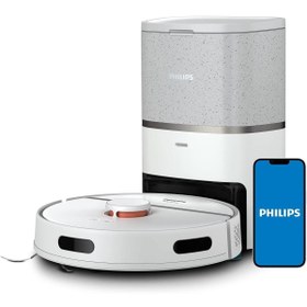 Resim Philips HomeRun 3000 Serisi Aqua XU3110\u002F02 Çöp İstasyonlu Beyaz Akıllı Robot Süpürge 