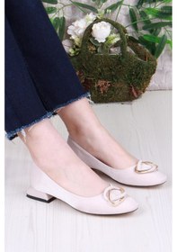 Resim Fort 2343304 Merry Saten Toka Detaylı Alçak Topuk Kadın Ayakkabı Ten 