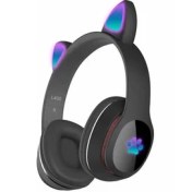 Resim Techno Guru Kedi Kulağı Tasarımlı Rgb Işıklı Katlanabilir L400 Bluetooth Kulaklık Siyah 