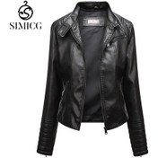 Resim Kadın Deri Ceket İnce İlkbahar Ve Sonbahar Ceketi Siyah 