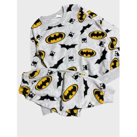Resim Aliş Kids Erkek Çocuk Pamuklu Gri Batman Desenli Uzun Kollu Gözlük Bantlı Mevsimlik Pijama Takımı 